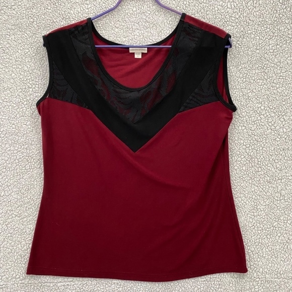 Vivian Wong Tank Top, Womens Large Purple Black Laced Neckline Vintage - Picture 1 of 8